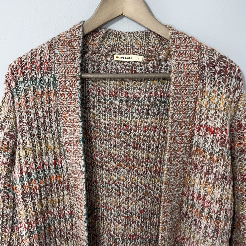 Marine Layer Ontario Cardigan Sweater Women Small Rainbow Marl Chunky Knit - Picture 3 of 14